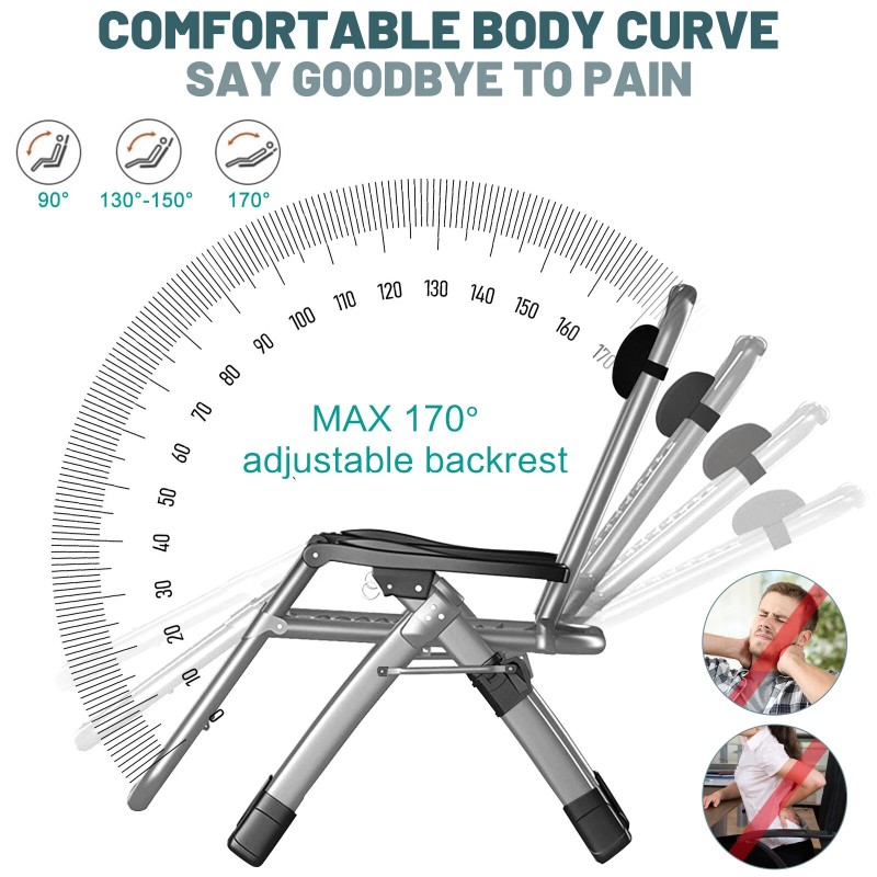 H&ZT Zero Gravity Chair, Adjustable Reclining Lounge Chair With Cushion&Headre