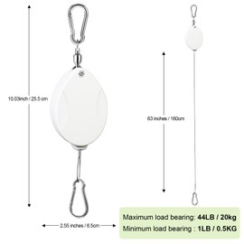 ZUZUAN 3 Pcs Upgraded Heavy Duty Retractable Plant Hanger,Plant Pulleys for Hanging Plants,Easy to Raise and Lower,Auto Lock,Adjustable Hook for Garden Baskets Pots,Birds Feeder and Grow Lights,White