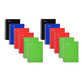 Mintra Office Small Spiral Notebooks (3x5 Side Spiral 12pk, Primary) - Bulk Pack of 12, Mini Pocket Notebook, Reporter Journal, Assorted Colors, College Ruled Lined Paper, 70 Sheets
