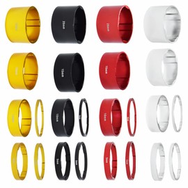 Lotatheta 4 Color 4 Sets 2/3/5/10/15/20mm Bicycle Headset Stem Washer Spacer Fits 1-1/8" (28.8mm) Heads Steerer Tubes for Road Bike MTB Black Red Gold Silver Aluminium Alloy