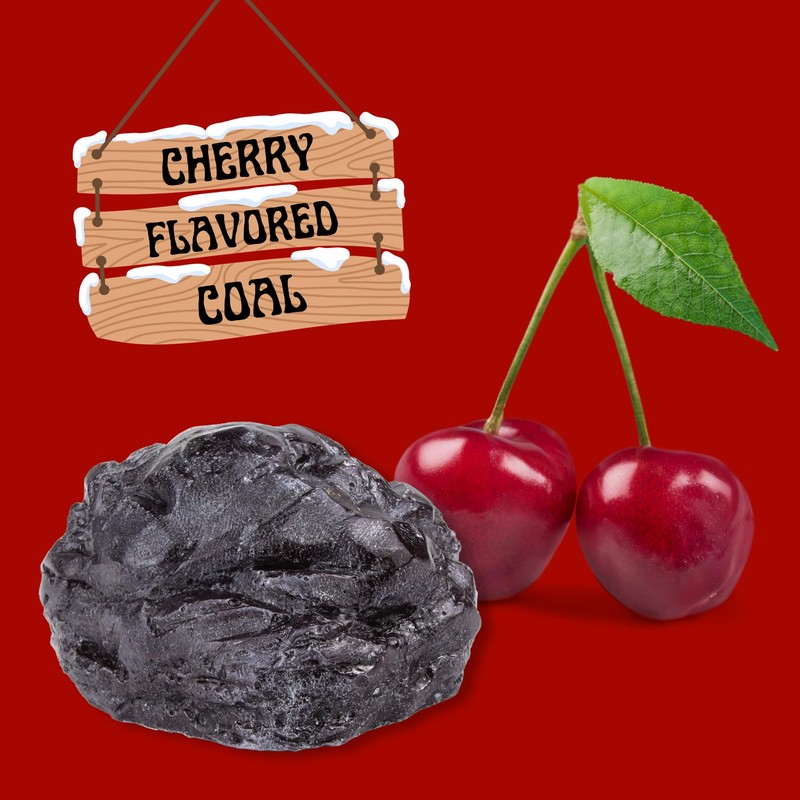 Sweetzo - Christmas Lump of Coal Candy, Cherry Flavored Gummy,