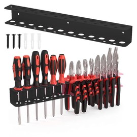 loyerfor Screwdriver Plier Organizer Wall Mount,Metal Utility Metal Tool Holder Rack for Garage, Workshop, Workbench, Homes Tool Chest (1 Pack Black)