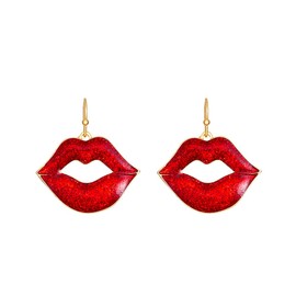 Sexy Red Lips Drop Earrings Spark Enamel Female Lips Dangle Earrings Unique Gift for Makeup Artist (red enamel lips earrings)