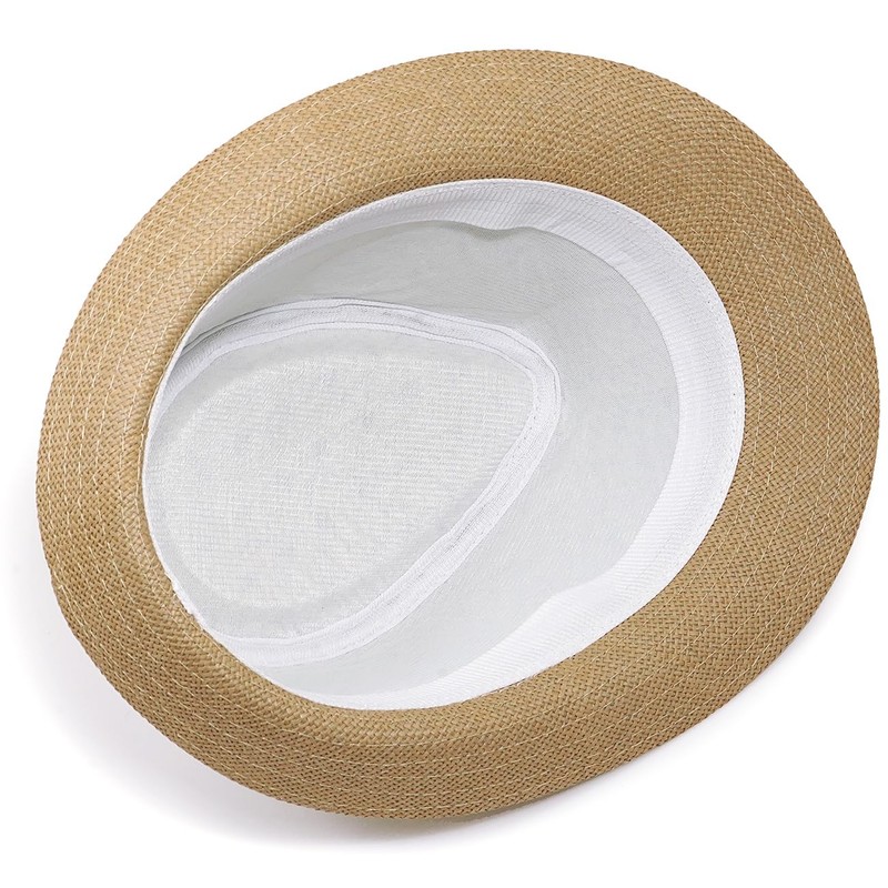 Initlove Straw Fedora Hat for Men Short Brimmed Panama Trilby