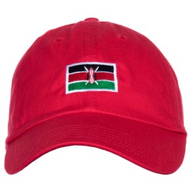 Ann Arbor T-shirt Co. Kenyan Flag Hat - Country of Kenya African Pride, Low Profile Baseball Dad Hat for Men & Women - (Red)