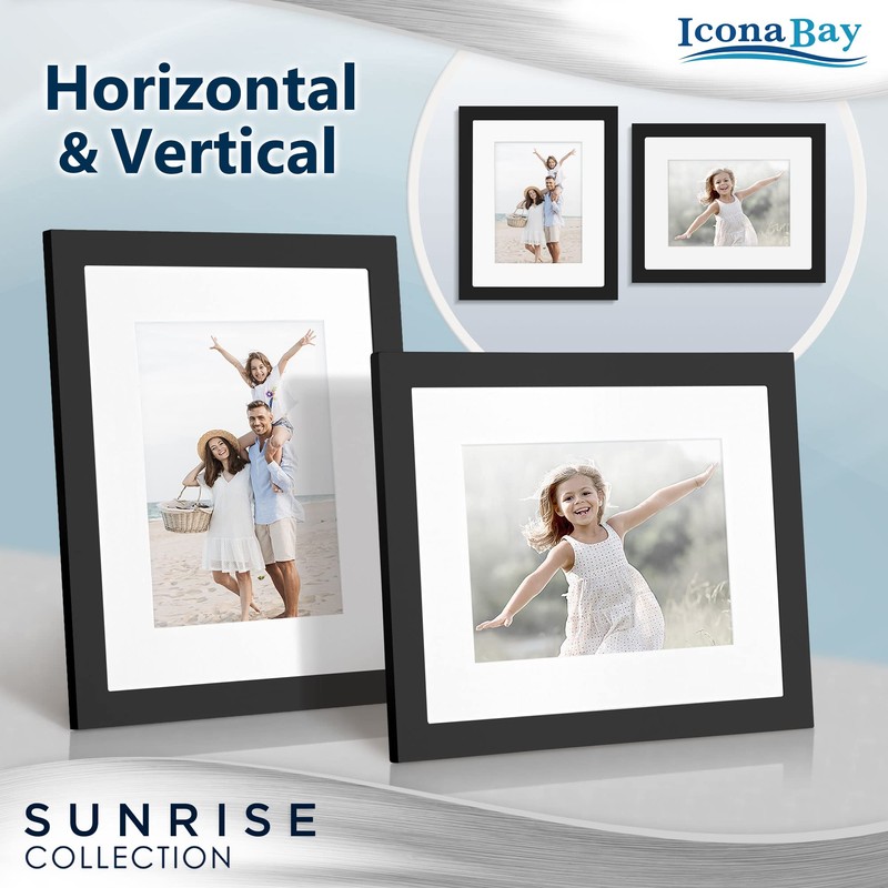 Icona Bay - 8x10 Mat to 5x7 Black Picture Frame