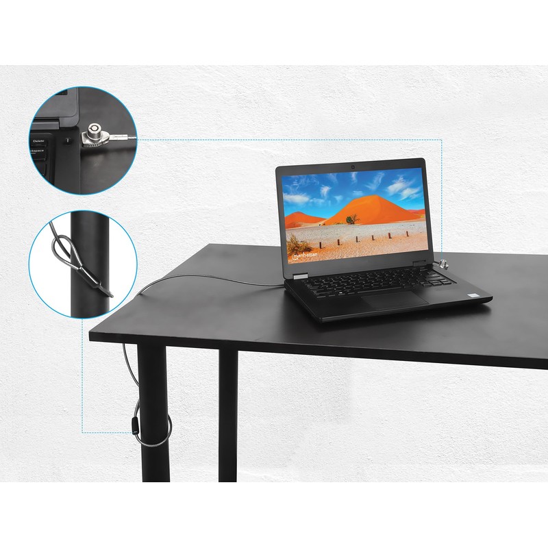 Manhattan 440509 Candado de Seguridad Nano para Laptop, Cable de