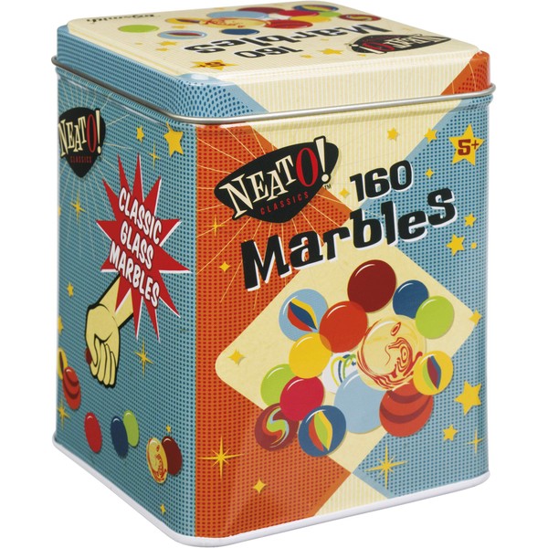 Toysmith Neato! Classics 160 Marbles In A Tin Box by Toysmith - Retro Nostalgia Glass Shooter, Marble Games Are Timeless Play For Kids - Boys & Girls []
