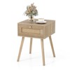 Giantex Boho Rattan Nightstand, Mid Century Wood Night Stands with