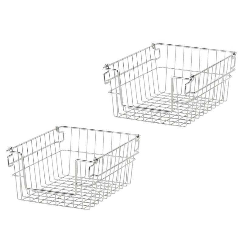 TRINITY 2-Pack Stackable Metal Wire Storage Baskets With Handles, EcoStorage