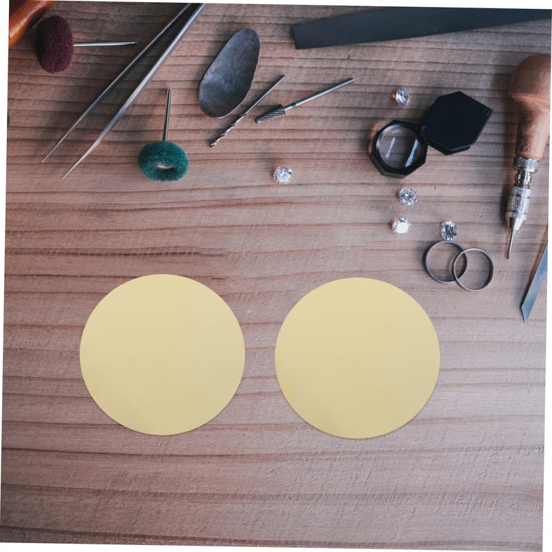 Hohopeti 2pcs Brass Plates for DIY Crafts Sturdy Round Metal