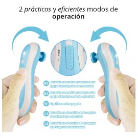 Set Lima de Uñas Eléctrica Kimhi para Bebés y Adultos con Luz Led, Silenciosa y Estuche Azul