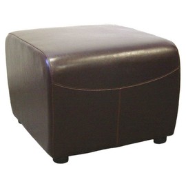 Baxton Studio Full Leather Ottoman, Dark Brown
