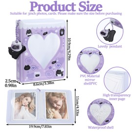 HJZHII 2PCS Kpop Photocard Binder with 5 Cute Decoration, 3.4in Mini Photo Album Love Heart Hollow Photo Card Holder With Pendant 36 Pockets for Standard Idol Photocards, Polaroids, Photos