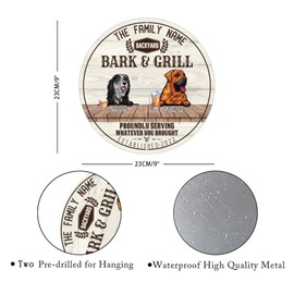 Bearded Collie & Tosa Inu Metal Tin Sign Backyard Bar And Grill Welcome Signs Custom Signs Dog Name Wall Art Wreath Sign Rustic Wall Decor Porch Decor Man Cave Bar Sign Beer Signs Indoor/Outdoor Use