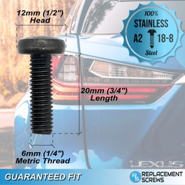 ReplacementScrews Rear License Plate Screws Compatible with Lexus RX (300/330/350/400/450) - Stainless Steel - Black Oxide (Pack of 4)