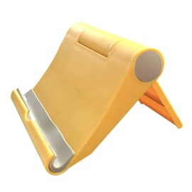 Pokanic Cell Phone Multi-Angle Stand Holder Mount Cradle Organizer Charger Station Tablet Desktop Bed Office School Kitchen Travel Foldable Portable Adjustable Universal Smartphones (Yellow)