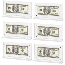 YAYODS 6 Pack Acrylic Dollar Bill Frame Display, 7.87 x 3.94 Inch Dollar Bill Holder Clear Currency Display Frame Self Standing Money Holder Frame for Collectors, Ticket Protector