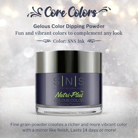 SNS Nail Dip Powder, Gelous Color Dipping Powder - SNS Ink (Blue, Navy/Indigo, Cream) - Long-Lasting Dip Nail Color Lasts 14 Days - Low-Odor & No UV Lamp Required - 1.5oz