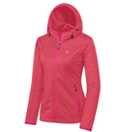 Little Donkey Andy Women's Lightweight Hooded Softshell Jacket for Running Travel Hiking, Windproof, Water Repellent Watermelon Size XL