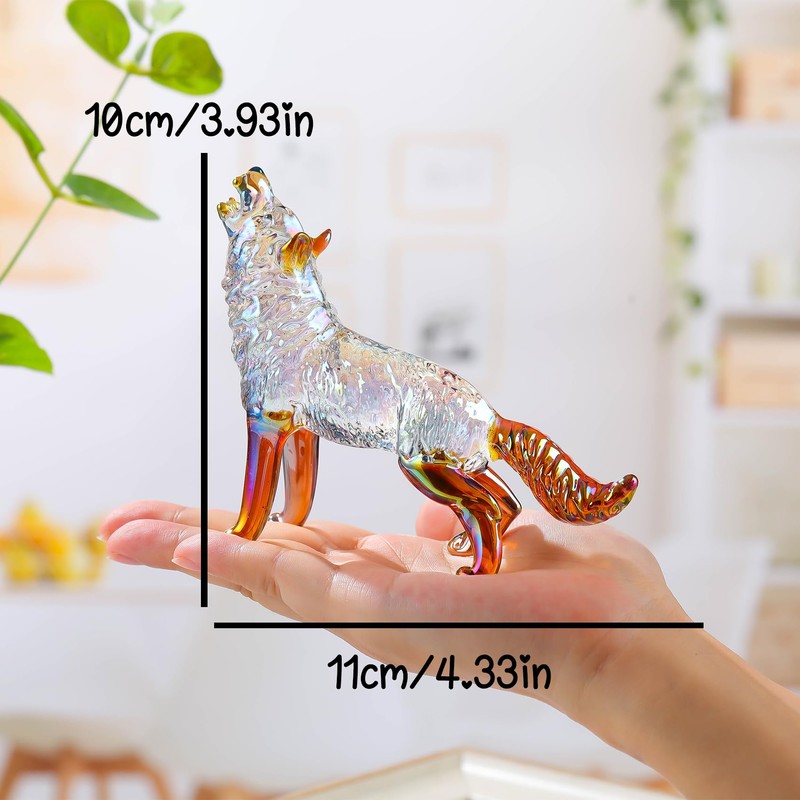 Arikyrist Crystal Brown Wolf Figurine Paperweight Gifts for Animal Lovers