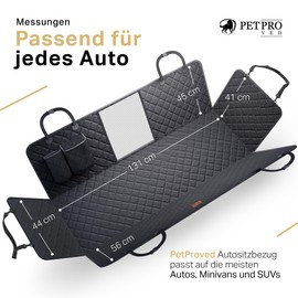 PETPROVED Hundedecke Auto Rückbank Autodecke Autoschondecke Hund Rücksitz Autoschutzdecke Rückbankschoner Rücksitzschoner Hunde Rückbank Schutz