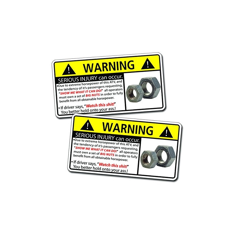 Funny ATV Four Wheeler Nuts Warning Decal Sticker 4x4