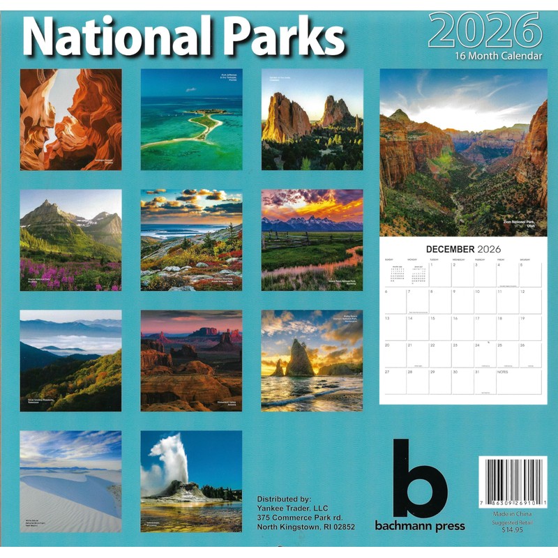 2026 National Parks Full Size Wall Calendar for Planning, Scheduling,