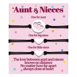 Temulnee 2 Niece Gifts from Auntie Aunt Gifts Matching Bracelets Auntie Two Nieces Gift Heart Love Bracelet from Aunt Jewelry Set for 3 Women Mothers Day Birthday Valentines Day Gifts