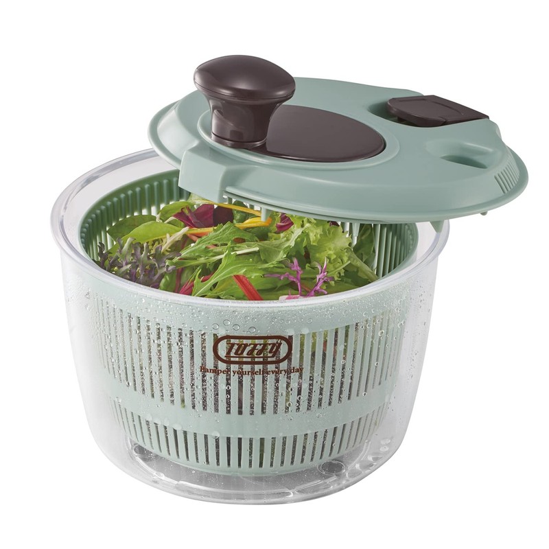 Toffy K-HC8-PA Salad Spinner, Pale Aqua, Drainage Hole, Easy Care,
