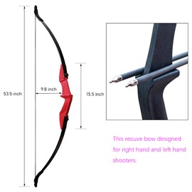 Monsour Archery Takedown Recurve Bow and Arrow Set Left/Rght Hand Longbow Kit Beginner Outdoor Hunting Shooting Practice 20lb 30lb 40lb (Red 30lb)