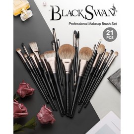Eigshow Makeup Brushes 21Pcs Pro Makeup Brush Set Premium Synthetic Kabuki Foundation Blending Powder Blush Concealers Eyeshadow Make Up Brushes Set with Bag