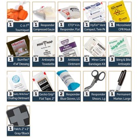 North American Rescue Car First Aid Kit NAR Emergency Bleeding Control Aids for Accidents, Injuries, Wrecks (80-1612, Red)