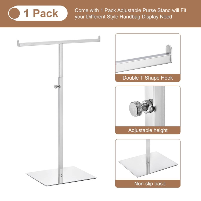 sourcing map Purse Display Stand T Shaped Metal Adjustable Handbag