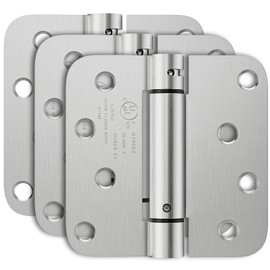 Bubxo 3 Pack Self Closing Door Hinges 4 Inch, Automatic Closing Door Hinge with 5/8'' Radius Corners, Adjustable Tension for Garage, Front, Back Door, UL Listed, Left and Right Hand, Brushed Nickel