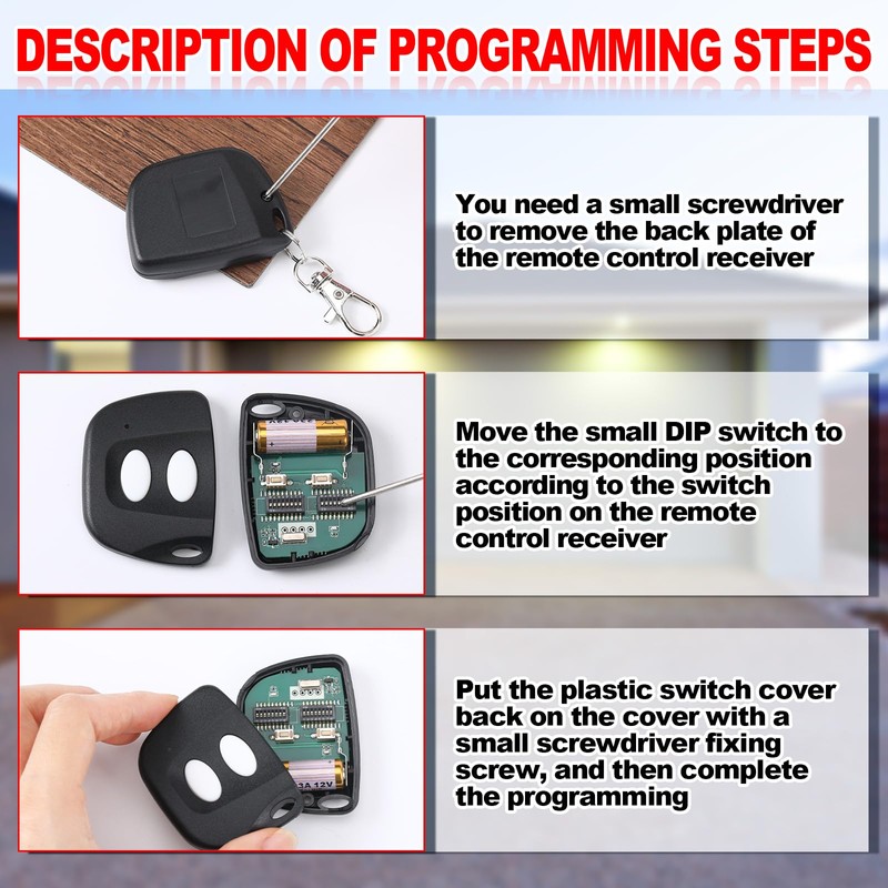 Kingdder 2 Pcs 8 Dip Switch Garage Door Remote Two