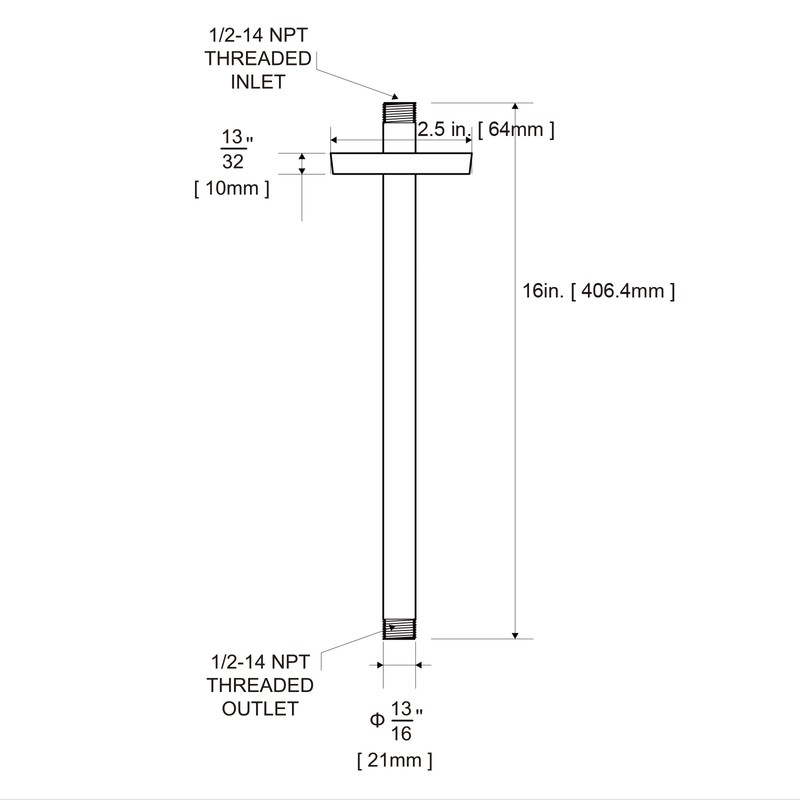 OFFO Shower Arm with Flange, 16 in Oil Rubbed Bronze