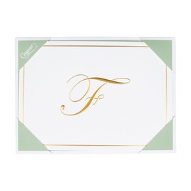 Caspari Gold Embossed Initials Boxed Note Cards in Letter F, 32 Cards & Envelopes