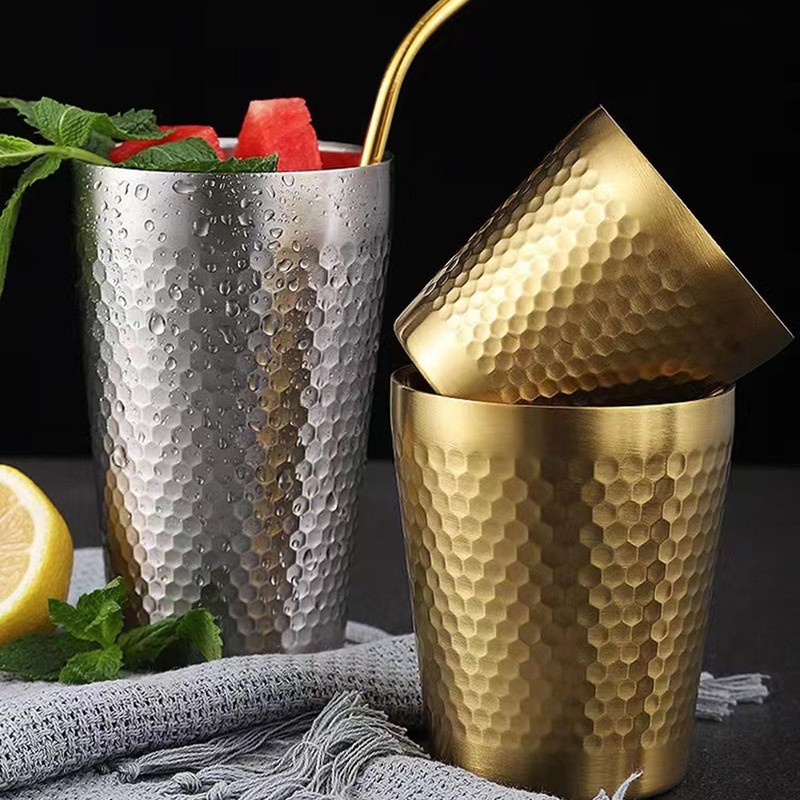 Hayuhone Stainless Steel Cups, 4 Pack 15 oz/450mll Gold Double