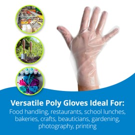 TIDI Poly Gloves ― Large ― 1000 Disposable Food Prep Gloves ― Food Handling ― Restaurants ― School Lunches ― Bakeries ― Hobbies ― Crafts ― Beauticians ― Gardening ― Photography ― Printing (10473)