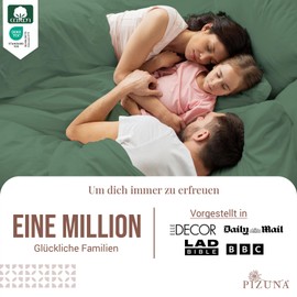 Pizuna Cotton Pillowcases 70 x 90 cm Pack of 2 Hedge Green, 400 Thread Count 100% Long Staple Cotton Pillowcase Made of Soft Satin (Hedge Green Pillowcases Set 70 x 90)