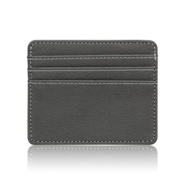 WisePoint Men's Card Holder, PU Leather Credit Card Holder, RFID Blocking Slim Card Wallet for Men, 4 Card Slots, Minimalist Credit Card Pocket for Travel, gray, Minimalist