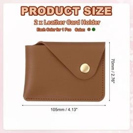 PATIKIL Slim Leather Card Holder with Snap Closure, 2 Pcs Leather Front Pocket Wallet Card Case Holder for Cash Coin Men and Women Business Office, Green/Brown