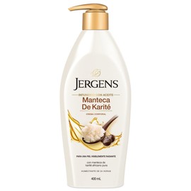 Jergens Crema Manteca de Karité Humectante, 400 ml, Piel 3 Veces Más Radiante, con Manteca de Karité pura, probada por dermatólogos