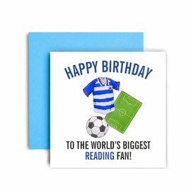 Huxters Football Cards for Reading Fans – Happy Birthday Card for Dad, Husband, Grandad, Brother, Son – Men Birthday Card for him - Football Themed Illustrations 14.8cm (Reading)