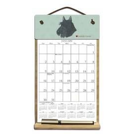 7" x 12" Wooden Refillable Dog Calendar Holder Filled with The Rest of 2025 and 2026 calendars and Includes an Order Form Page for 2027-SCOTTISH Terrier