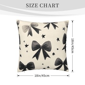 GODARM Cute Black Ribbon Bow Decorative Throw Pillow Covers 18x18 Inch Plush Cushion Case for Living Room Bedroom Couch Bed Chair Home Decor