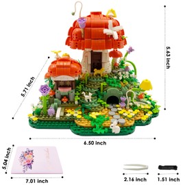 RUUQRUU Mushroom House Micro Building Blocks，2798 PCS Mini Flower House Architecture Building Set for Adults Teens，Garden House Buiding Toy with Small Animal Models，Creative Collectible Gifts for 14+