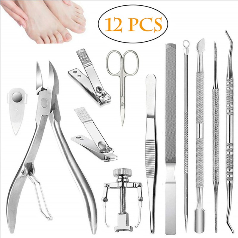 12PCS Ingrown Toenail Tool Stainless Steel Ingrown Toenail Treatment Pedicure