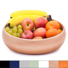 Dehaus® Large Stylish Handmade Bamboo Bowl 30 cm as a Fruit Bowl, Salad Bowl or Bread Basket, Wooden Fruit Basket, Modern Wooden Bowl, Large Round Bowl (Rose Gold)